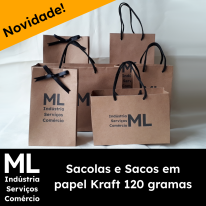 Imagem ilustrativa com as sacolas em papel kraft fabricadas por nossa empresa.